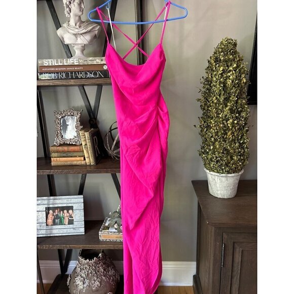Amanda Uprichard Jasalina Maxi Dress Hot Pink Womens Size Large - Picture 5 of 11